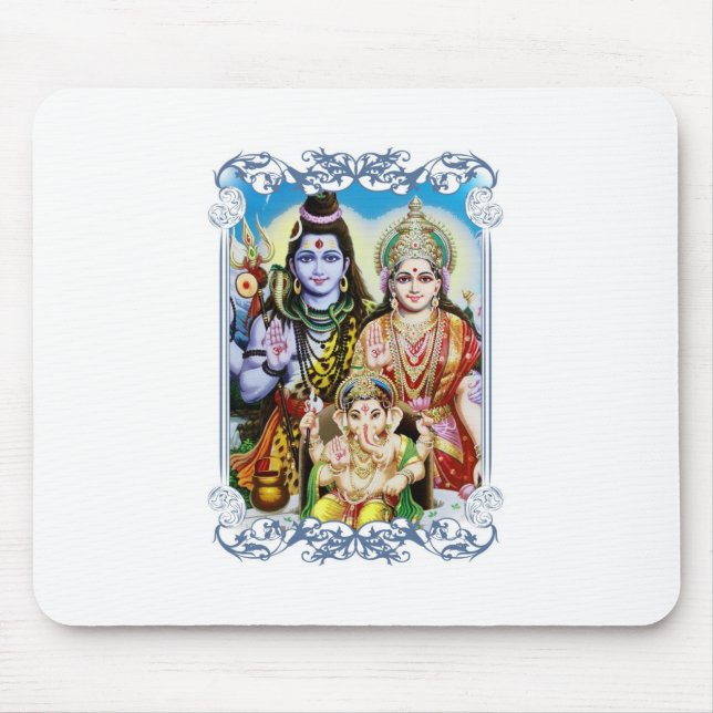 Ganesh, Shiva and Parvati, Lord Ganesha, Durga Mouse Pad (Front)