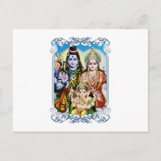Ganesh, Shiva and Parvati, Lord Ganesha, Durga Postcard