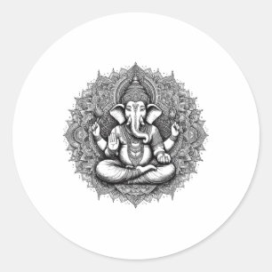 Ganesh Symbol Yoga Hindu Elephant God Ganesha Puja Classic Round Sticker