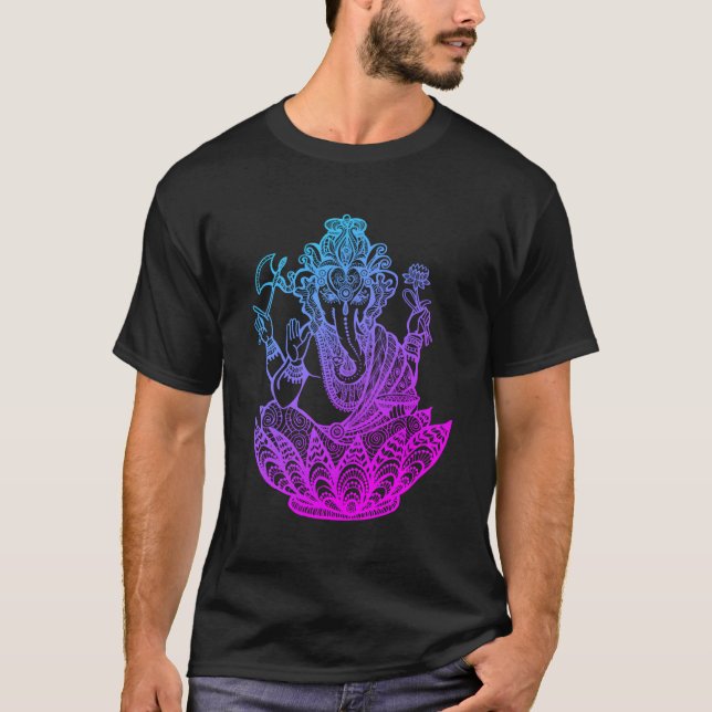 Ganesh Symbol Yoga Hindu Men Women Elephant Medita T-Shirt (Front)