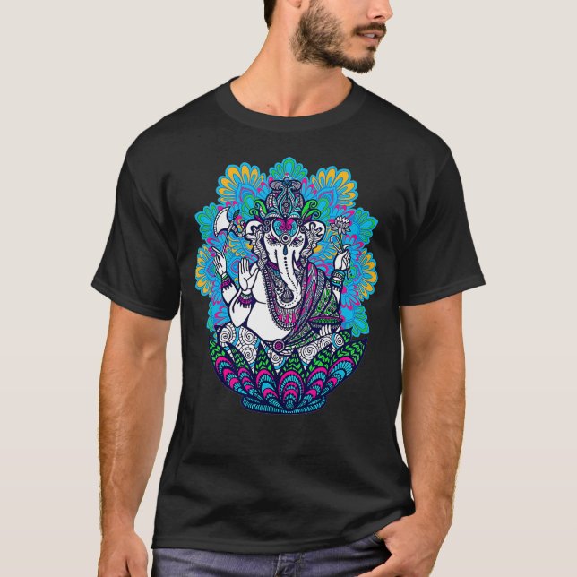Ganesh Symbol Yoga Hindu Men Women Meditation Mand T-Shirt (Front)