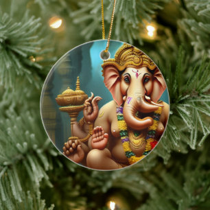Ganesh Takes a Selfie Ceramic Ornament