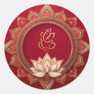 Ganesh Wedding   Indian Wedding Gold Red Classic Round Sticker