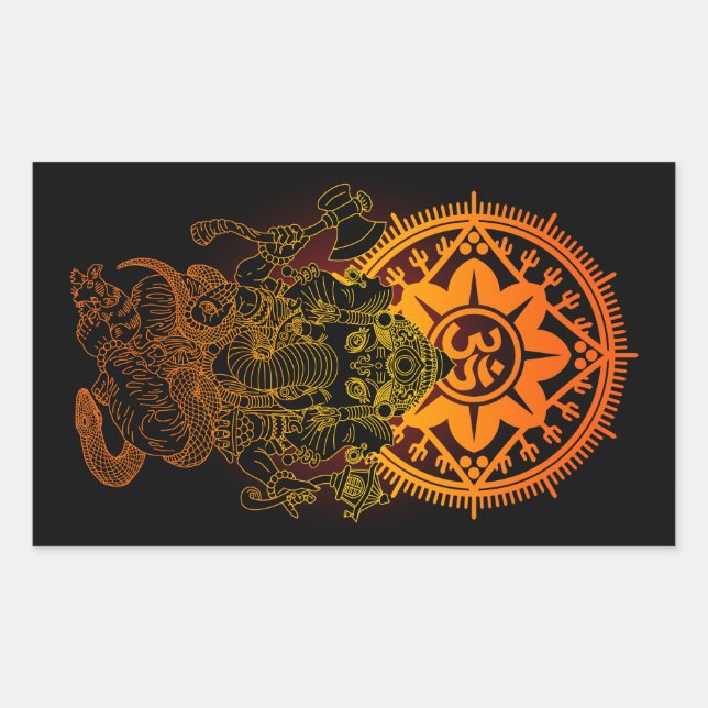 Ganesha 02 rectangular sticker (Front)
