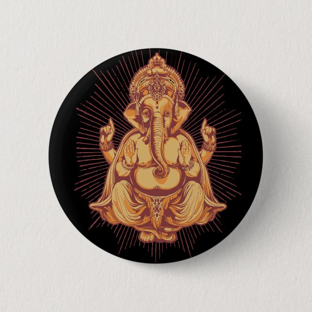 Ganesha 6 Cm Round Badge (Front)