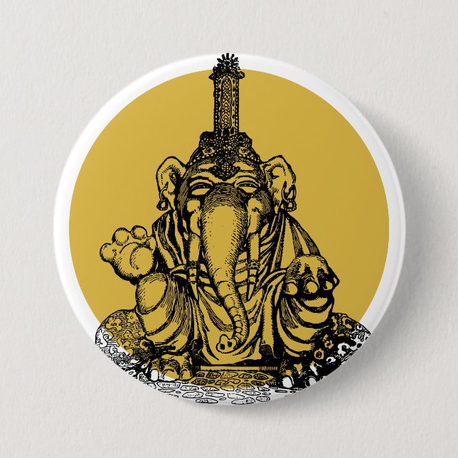 Ganesha 7.5 Cm Round Badge (Front)
