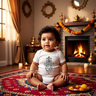 Ganesha, beautiful crisp image on white baby bodysuit