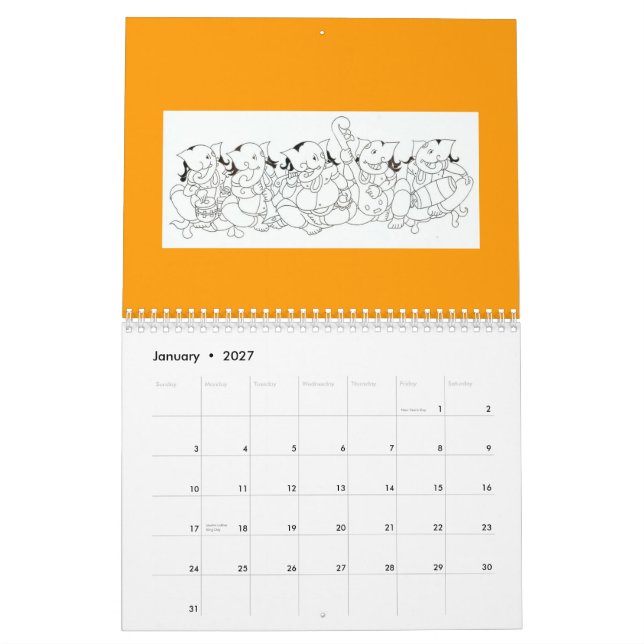 Ganesha Calendar (Jan 2027)