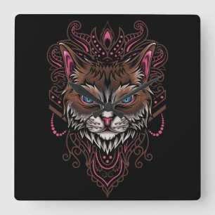 Ganesha Cat Square Wall Clock