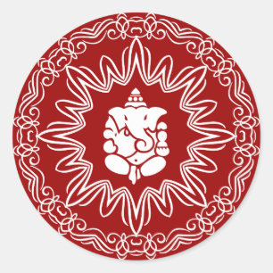 Ganesha Decorative Design Classic Round Sticker
