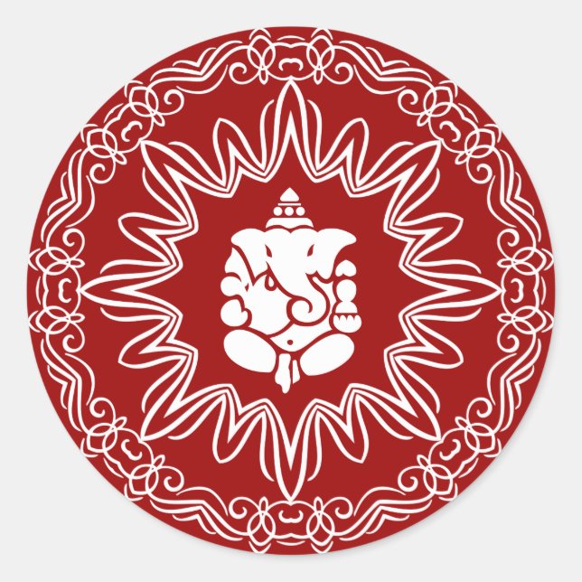 Ganesha Decorative Design Classic Round Sticker (Front)