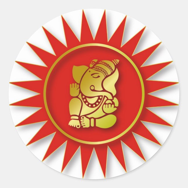 Ganesha Design Classic Round Sticker (Front)