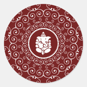 Ganesha Design Classic Round Sticker