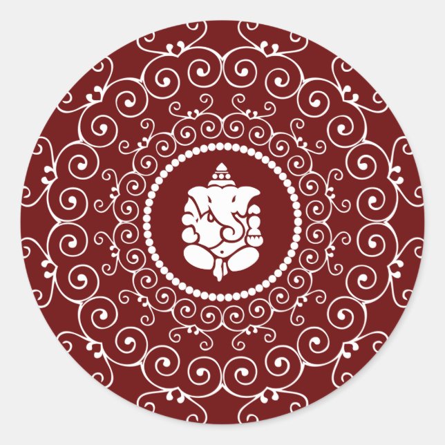 Ganesha Design Classic Round Sticker (Front)