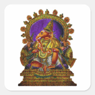 Ganesha Deva antique make your own background Square Sticker