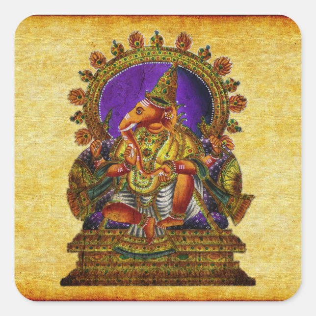 Ganesha Deva antique Square Sticker (Front)