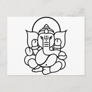 Ganesha Elephant No. 3 (black white) Postcard