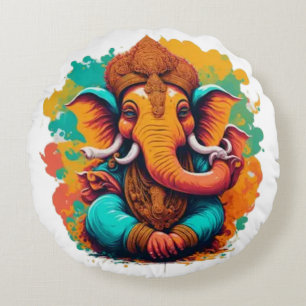 Ganesha, ganesh, ganapati remover of obstacles #1 round cushion