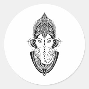 Ganesha God Deity Indian India Yoga Meditation T S Classic Round Sticker