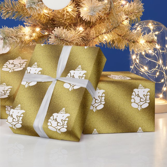 Ganesha Golden Glitter Design Wrapping Paper (Holidays)