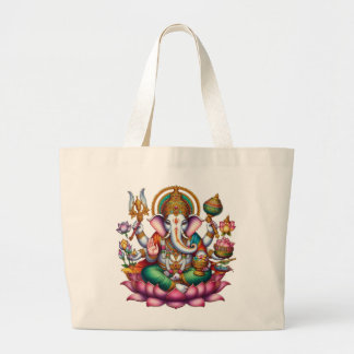 Ganesha Image Symbol of Prosperity and Wisdom Large Tote Bag