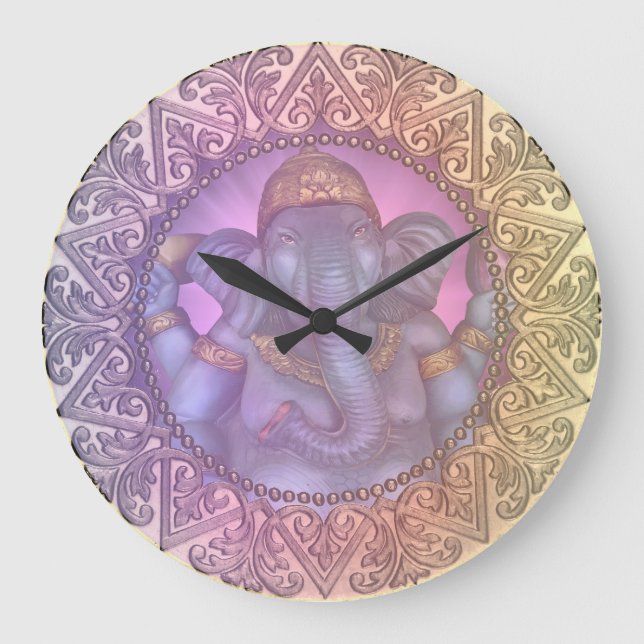 Ganesha in Shades of Pastel Large Clock (Front)