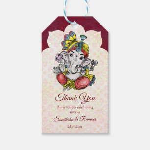 Ganesha Indian wedding favour thank you Gift Tags