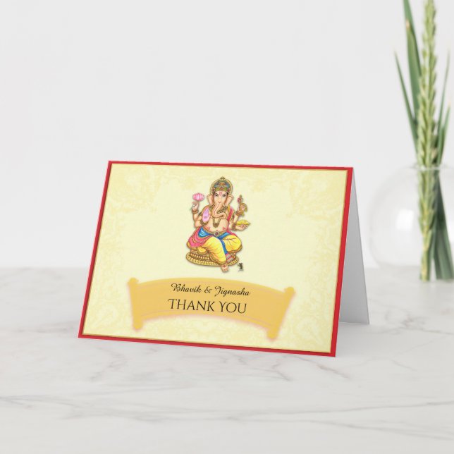 Ganesha Indian Wedding Thank You card (Front)