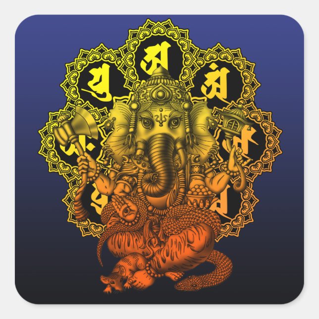 Ganesha Mandala2 Square Sticker (Front)