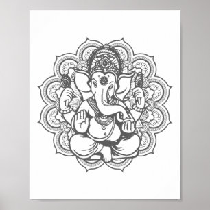Ganesha Mandala Hindu God Hinduism Yoga Gift _1 Poster
