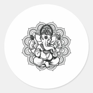 Ganesha Mandala Hindu God Hinduism Yoga Gift  Classic Round Sticker