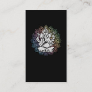 Ganesha Mandala Hindu Yoga Spiritual Elefant Business Card