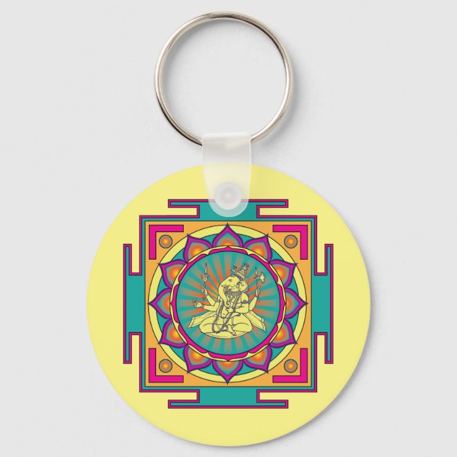 Ganesha Mandala Key Ring (Front)