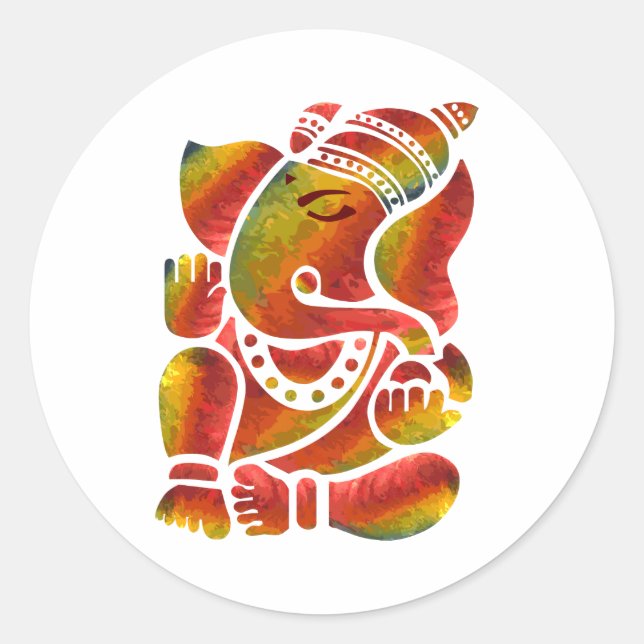 Ganesha Multicolor Painting Classic Round Sticker (Front)