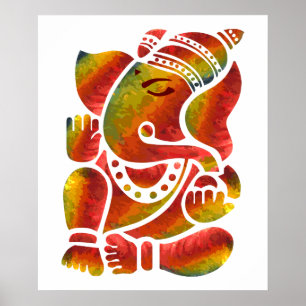 Ganesha Multicolor Painting Poster