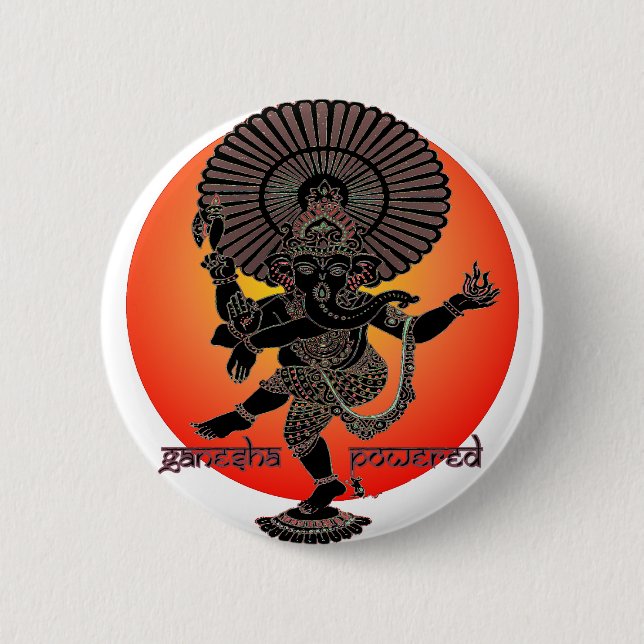 Ganesha Powered 6 Cm Round Badge (Front)
