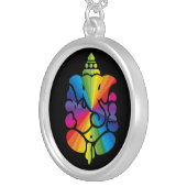 Ganesha Rainbow Sign Silver Plated Necklace (Front Right)