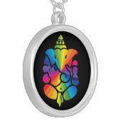 Ganesha Rainbow Sign Silver Plated Necklace (Front Left)