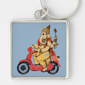 Ganesha Riding a Scooter Key Ring