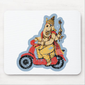 Ganesha Riding a Scooter Mouse Pad
