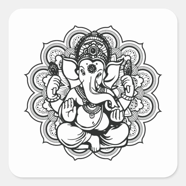 Ganesha Square Sticker (Front)