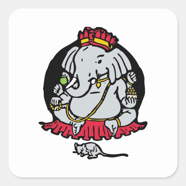 Ganesha Square Sticker (Front)