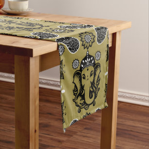 Ganesha Themed Hindu Art Print Long Table Runner