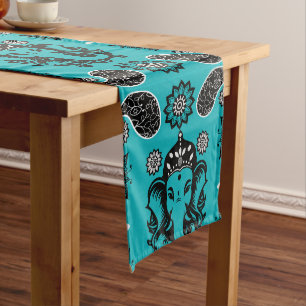 Ganesha Themed Hindu Art Print Long Table Runner
