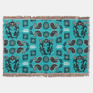 Ganesha Themed Hindu Art Print Throw Blanket