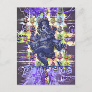 GANESHA   violet paint splatter Postcard