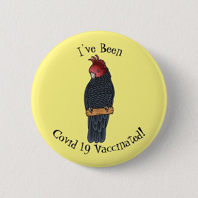 Gang gang cockatoo bird cartoon illustration 6 cm round badge (Front)