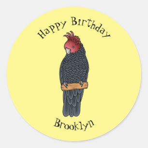 Gang gang cockatoo bird cartoon illustration  classic round sticker