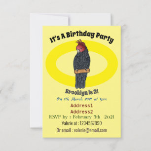 Gang gang cockatoo bird cartoon illustration invitation