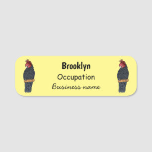 Gang gang cockatoo bird cartoon illustration name tag